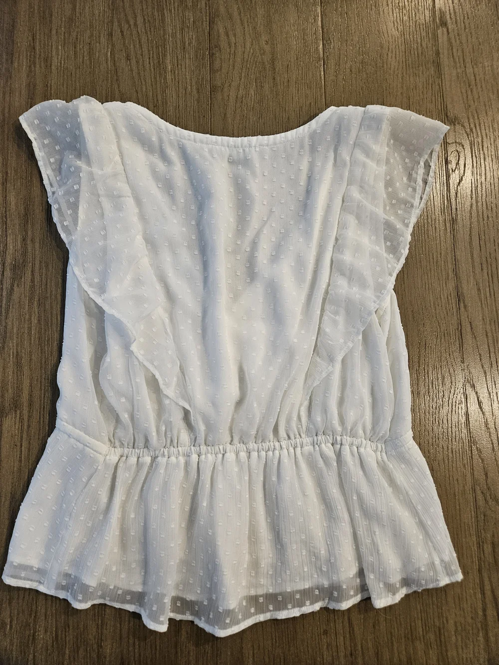 Abercrombie & Fitch White Boho Baby Doll Swiss Dot Tie-Front Peplum Blouse Sz.S
